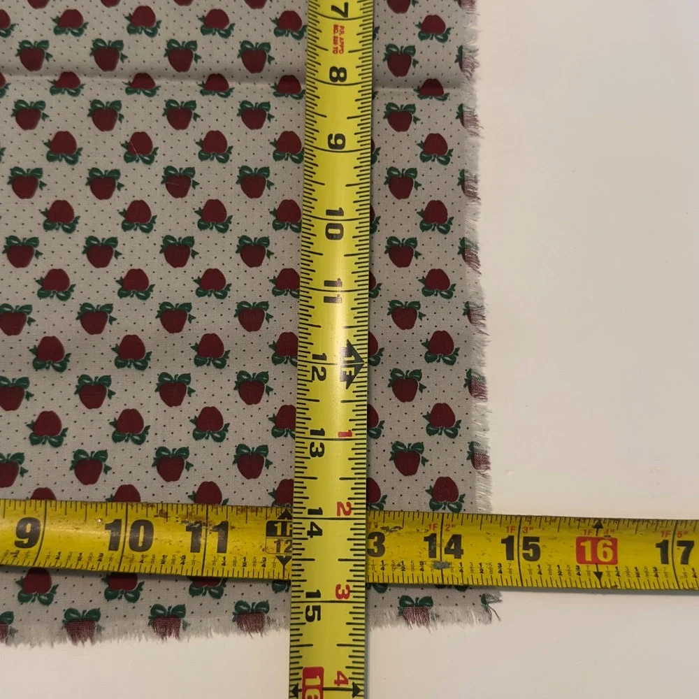 Vintage Style Gray Red Apple Print Frayed Edge Cloth Napkins Set of 6 Farmhouse